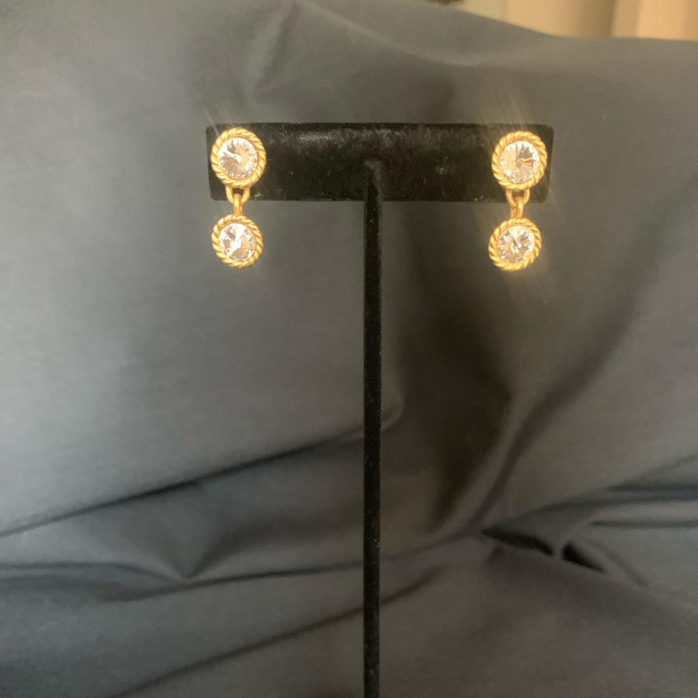 Vintage, costume, double stone, pierced earrings.